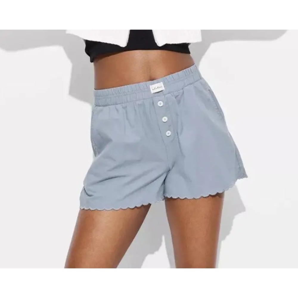 NWT Wild Fable Women's XS Gray Cotton Whatever Boxer Shorts Scallop Hem